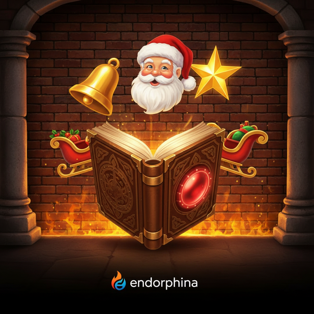 Book of Santa Weihnachts-Slot mit goldenem Buch, Santa Claus und festlichen Symbolen von Endorphina